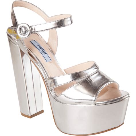 silver prada platforms|prada silver platform sandals.